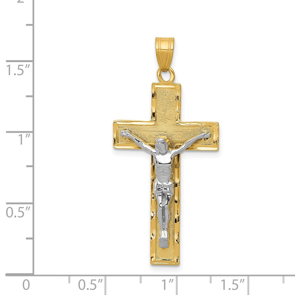 14K Bicolor Gold Diamantgeschliffener Kruzifix-Anhänger