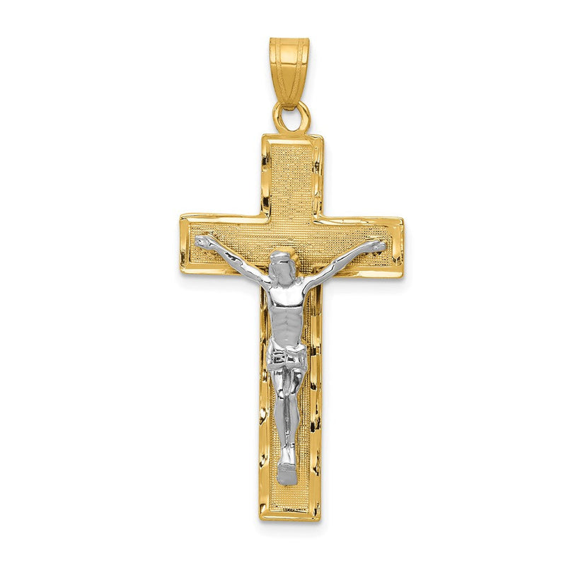14K Bicolor Gold Diamantgeschliffener Kruzifix-Anhänger