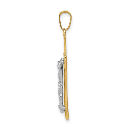 14K Bicolor Gold Diamantgeschliffener Kruzifix-Anhänger