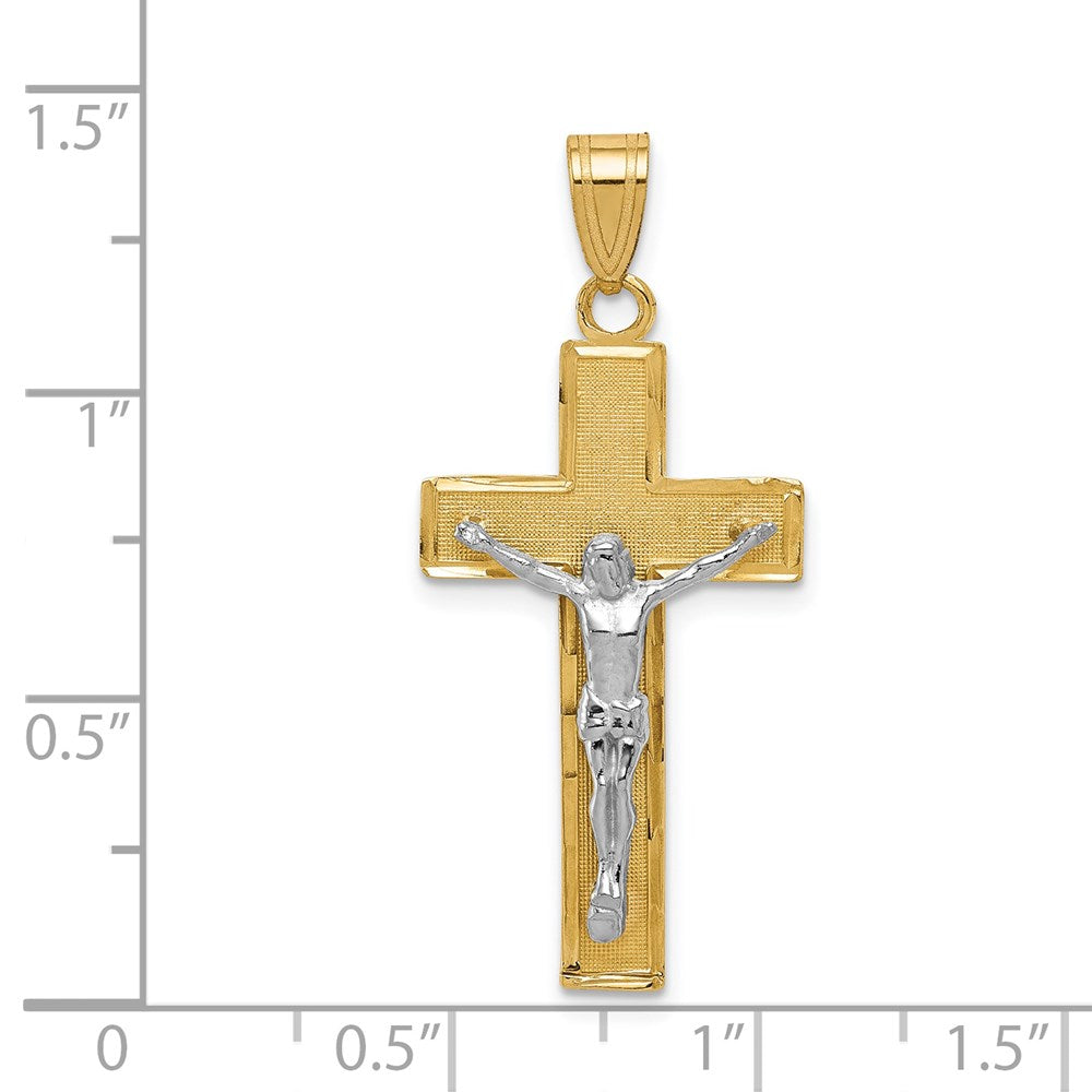 14K Bicolor Gold Diamantgeschliffener Kruzifix-Anhänger