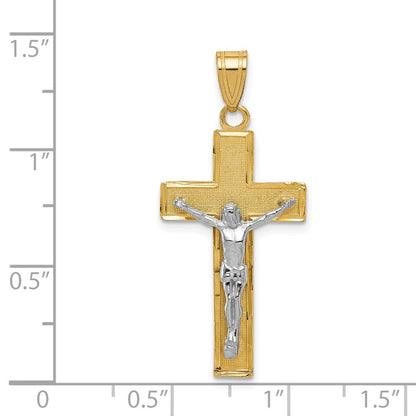 14K Bicolor Gold Diamantgeschliffener Kruzifix-Anhänger