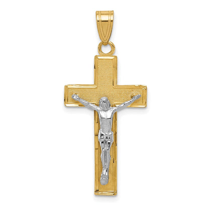 14K Bicolor Gold Diamantgeschliffener Kruzifix-Anhänger