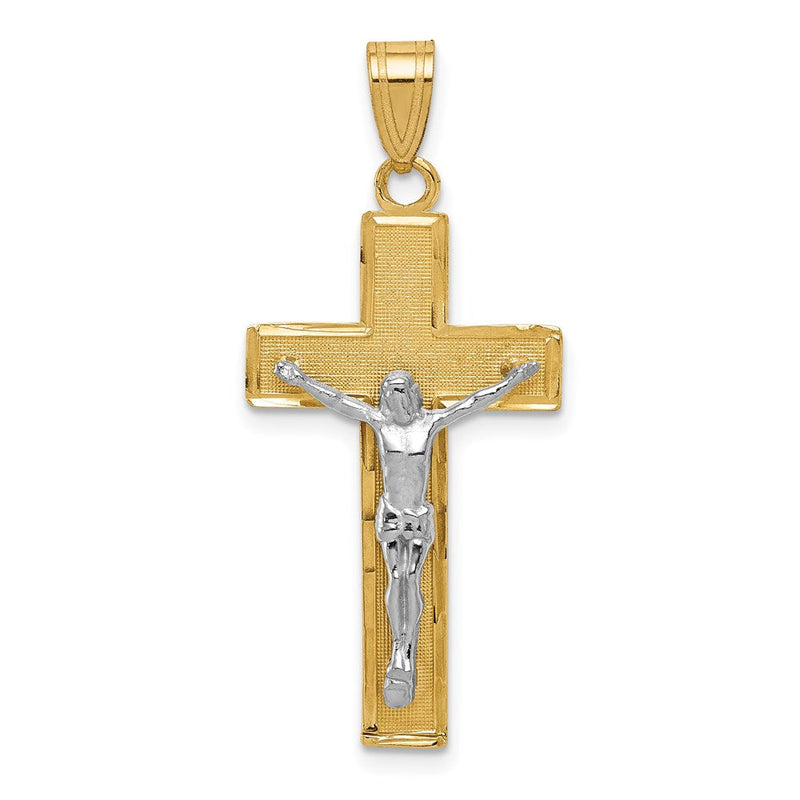 14K Bicolor Gold Diamantgeschliffener Kruzifix-Anhänger