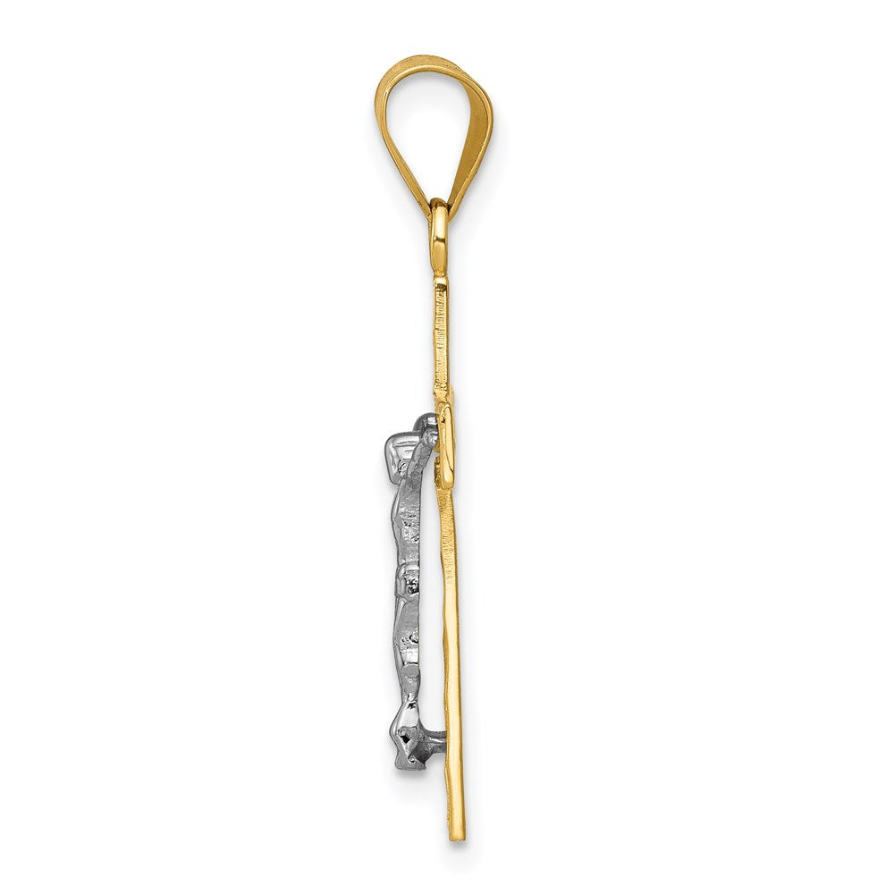 14K Bicolor Diamantiert Kruzifix Charm