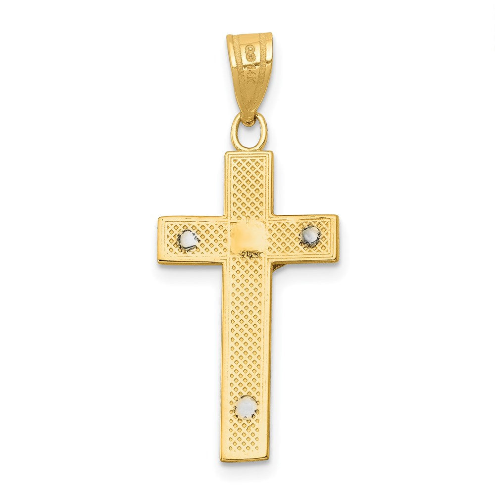 14K Bicolor Diamantiert Kruzifix Charm