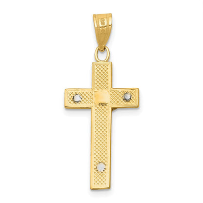 14K Bicolor Diamantiert Kruzifix Charm