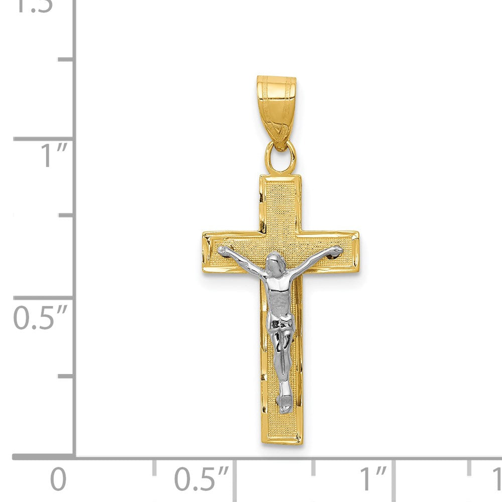 14K Bicolor Diamantiert Kruzifix Charm