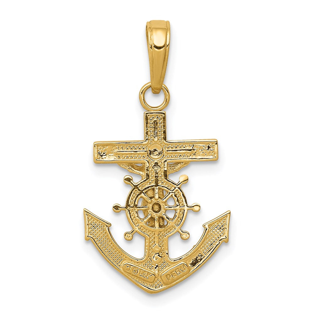 14K Gelbgold Mariners Kruzifix Anhänger