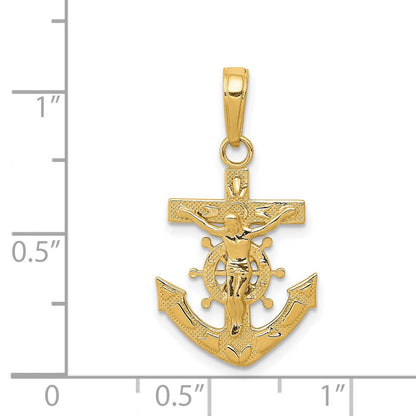 14K Gelbgold Mariners Kruzifix Anhänger