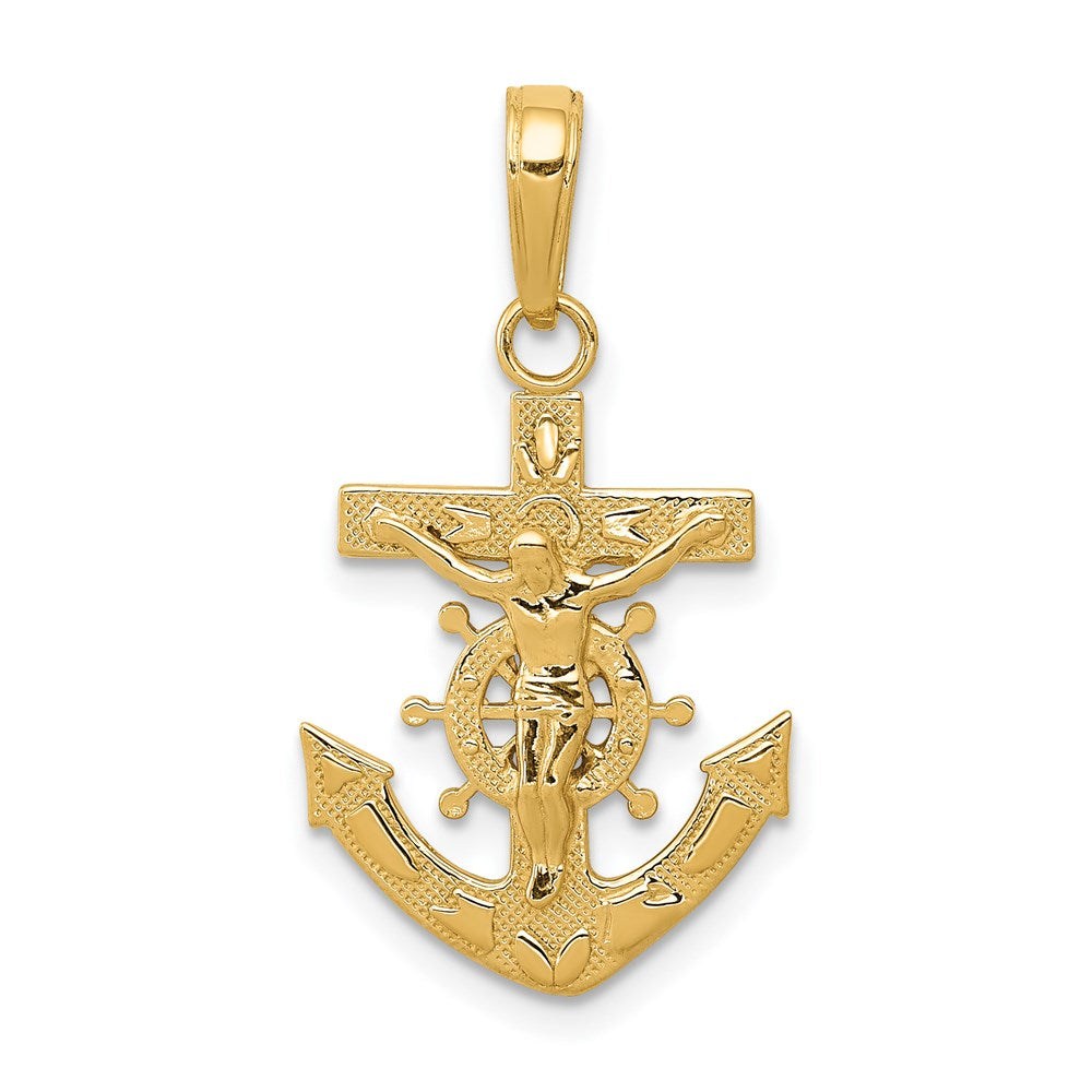 14K Gelbgold Mariners Kruzifix Anhänger