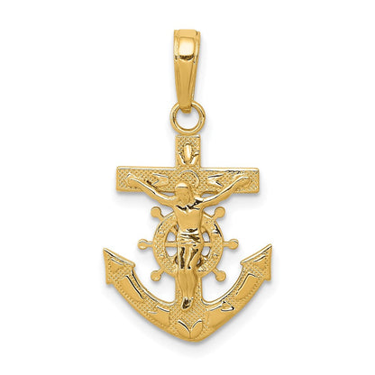 14K Gelbgold Mariners Kruzifix Anhänger