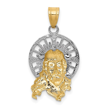 14K Tricolor-Gold Diamant-geschliffener Christus-Charm