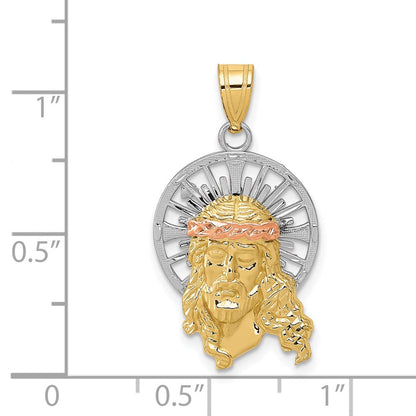 14K Tricolor-Gold Diamant-geschliffener Christus-Charm