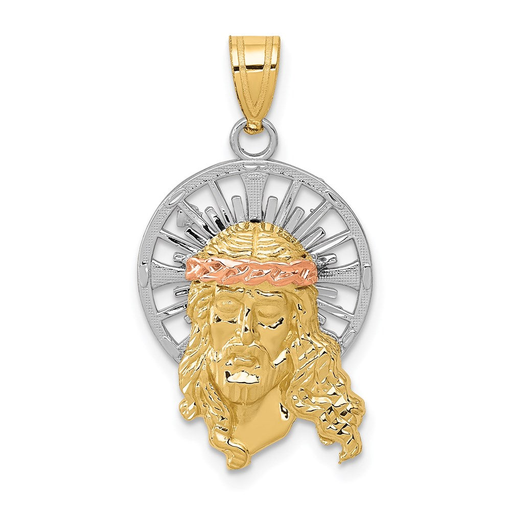 14K Tricolor-Gold Diamant-geschliffener Christus-Charm