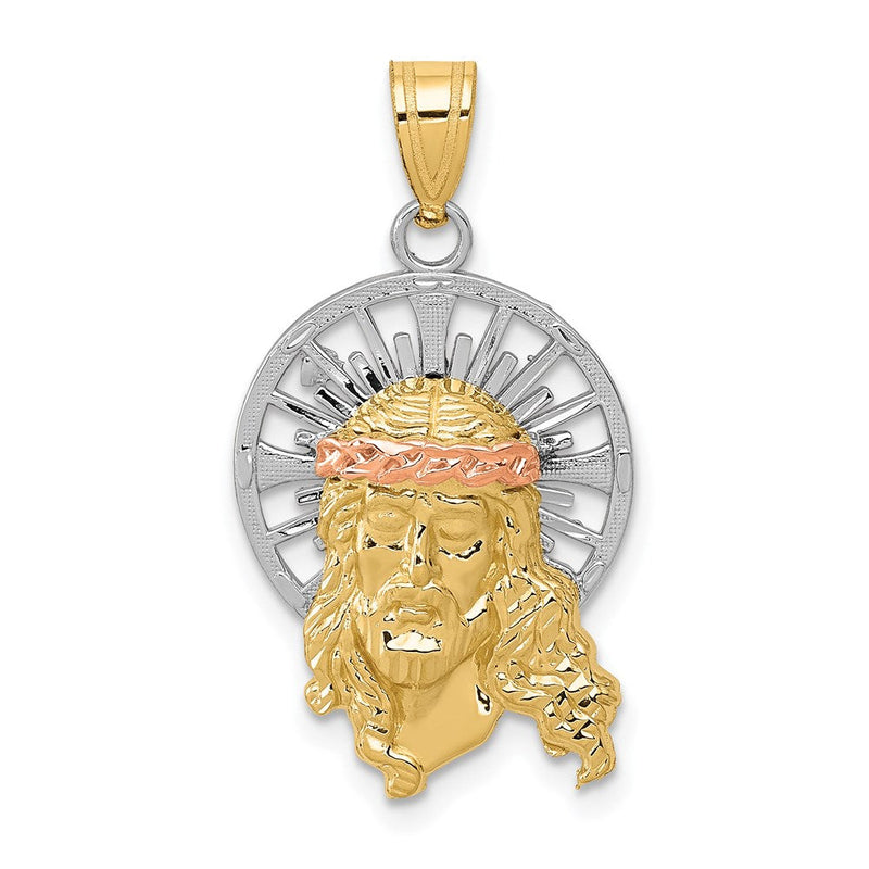 14K Tricolor-Gold Diamant-geschliffener Christus-Charm