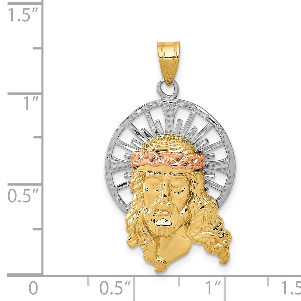 14K Tricolor Gold Diamant-geschliffener Christus-Charm