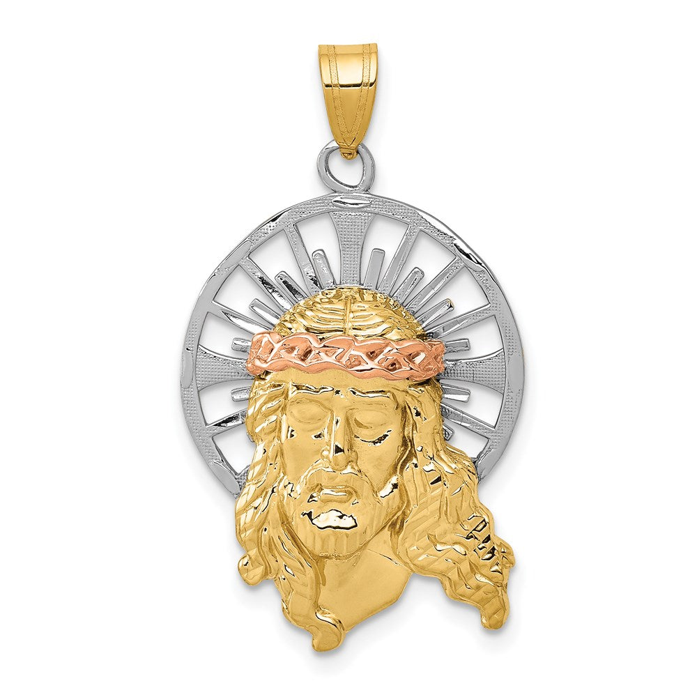 14K Tricolor Gold Diamant-geschliffener Christus-Charm