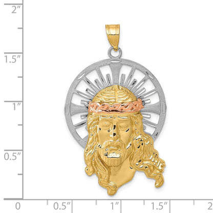 14K Tricolor Gold Diamant-geschliffener Christus-Anhänger