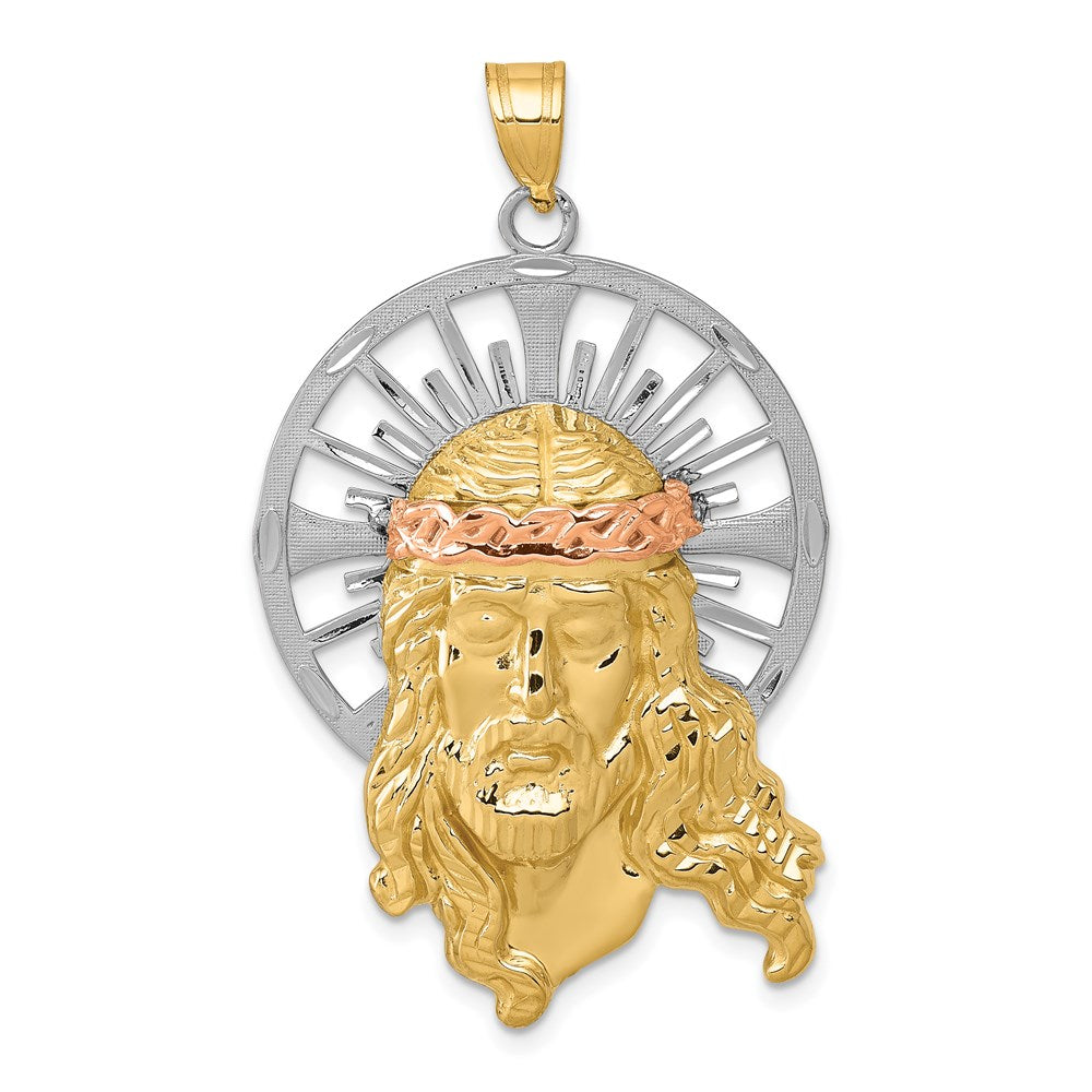 14K Tricolor Gold Diamant-geschliffener Christus-Anhänger