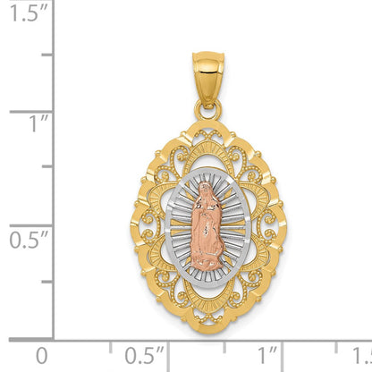 14K Tricolor-Gold Anhänger Unsere Liebe Frau von Guadalupe