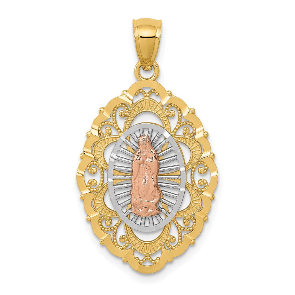 14K Tricolor-Gold Anhänger Unsere Liebe Frau von Guadalupe