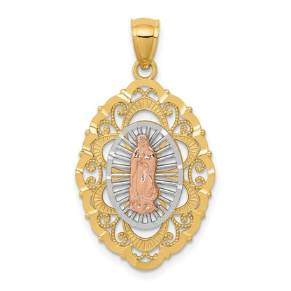 14K Tricolor-Gold Anhänger Unsere Liebe Frau von Guadalupe