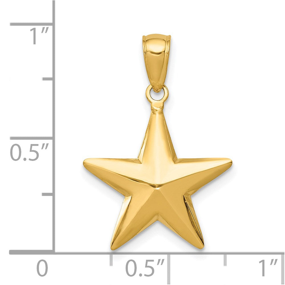 14K Gelbgold Poliert 3-D Stern-Anhänger