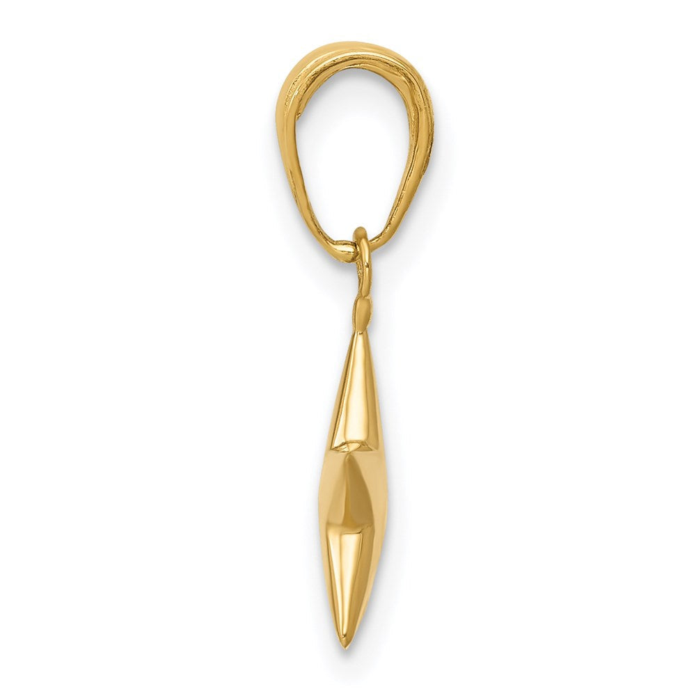 14K Gelbgold Klein Poliert 3-d Stern Charm