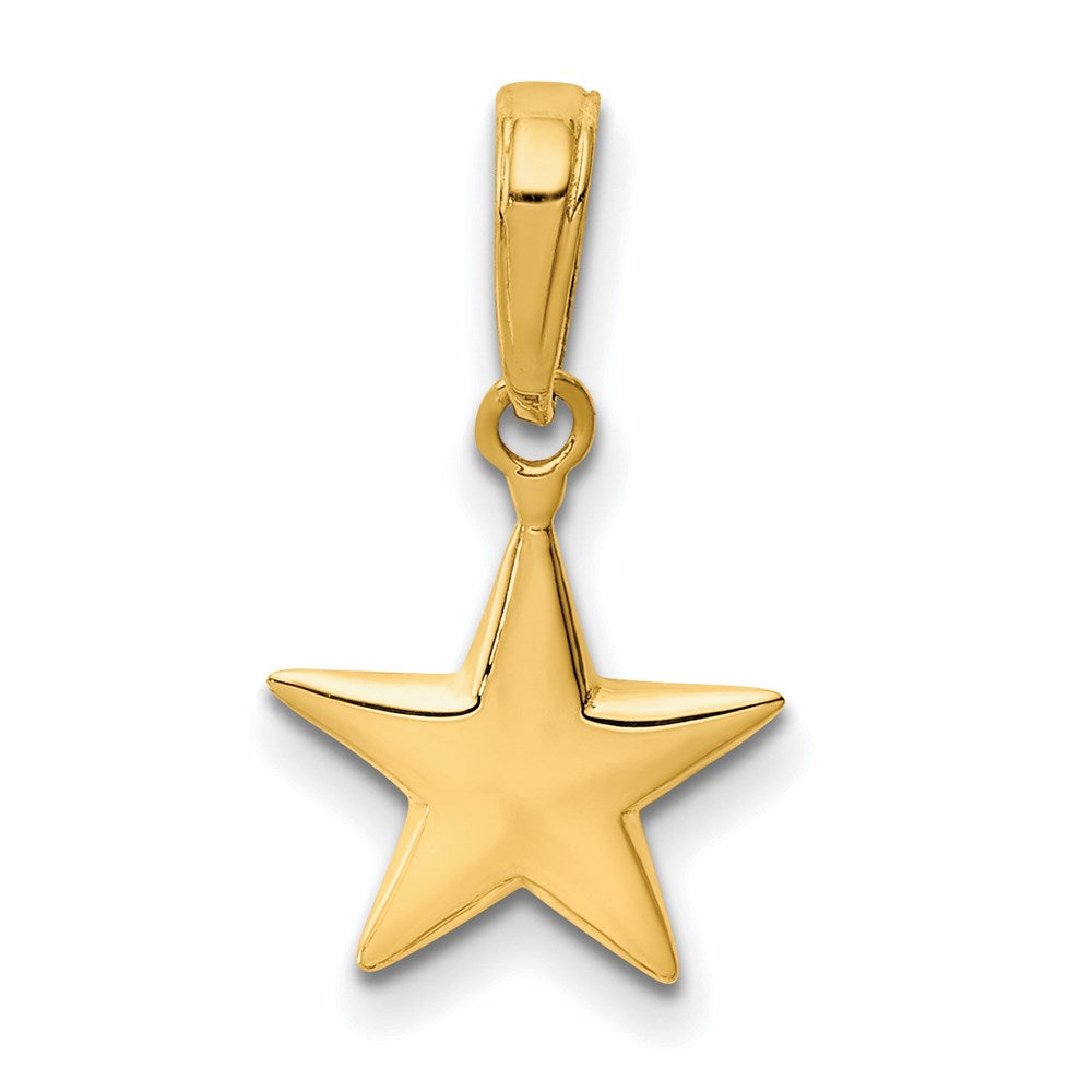 14K Gelbgold Klein Poliert 3-d Stern Charm