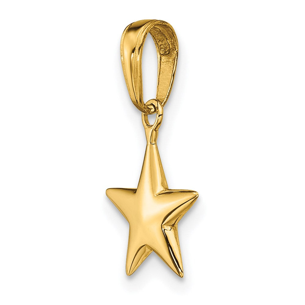 14K Gelbgold Klein Poliert 3-d Stern Charm