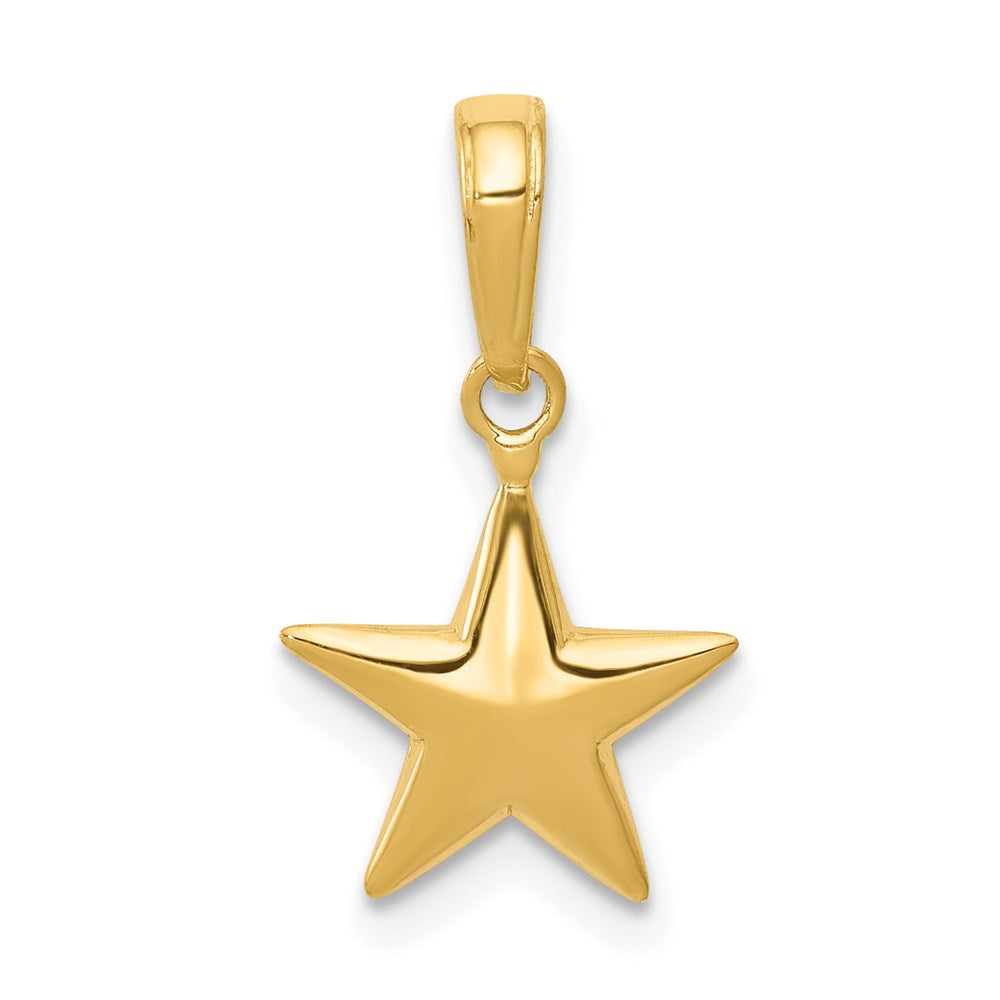 14K Gelbgold Klein Poliert 3-d Stern Charm