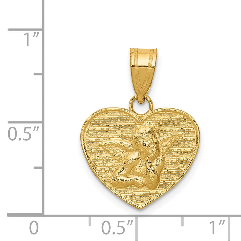 14K Gelbgold Polierter & Satinierter Engel-Charm