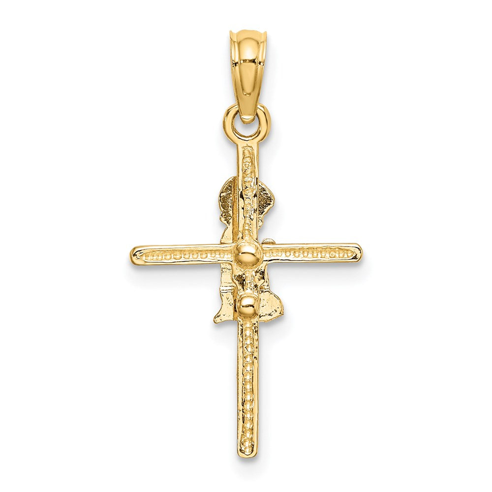 14K Gelbgold Betend Junge Kreuz Charm
