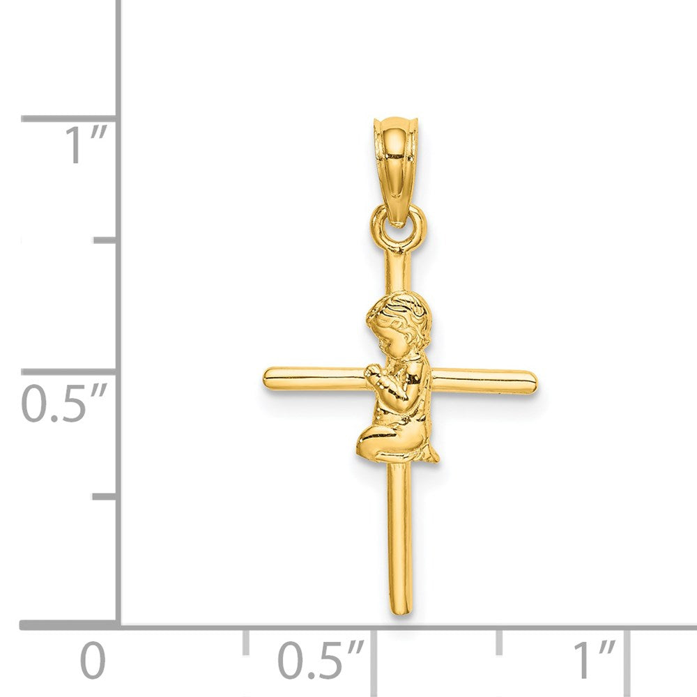 14K Gelbgold Betend Junge Kreuz Charm
