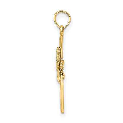 14K Gelbgold Betend Mädchen Kreuz Charm