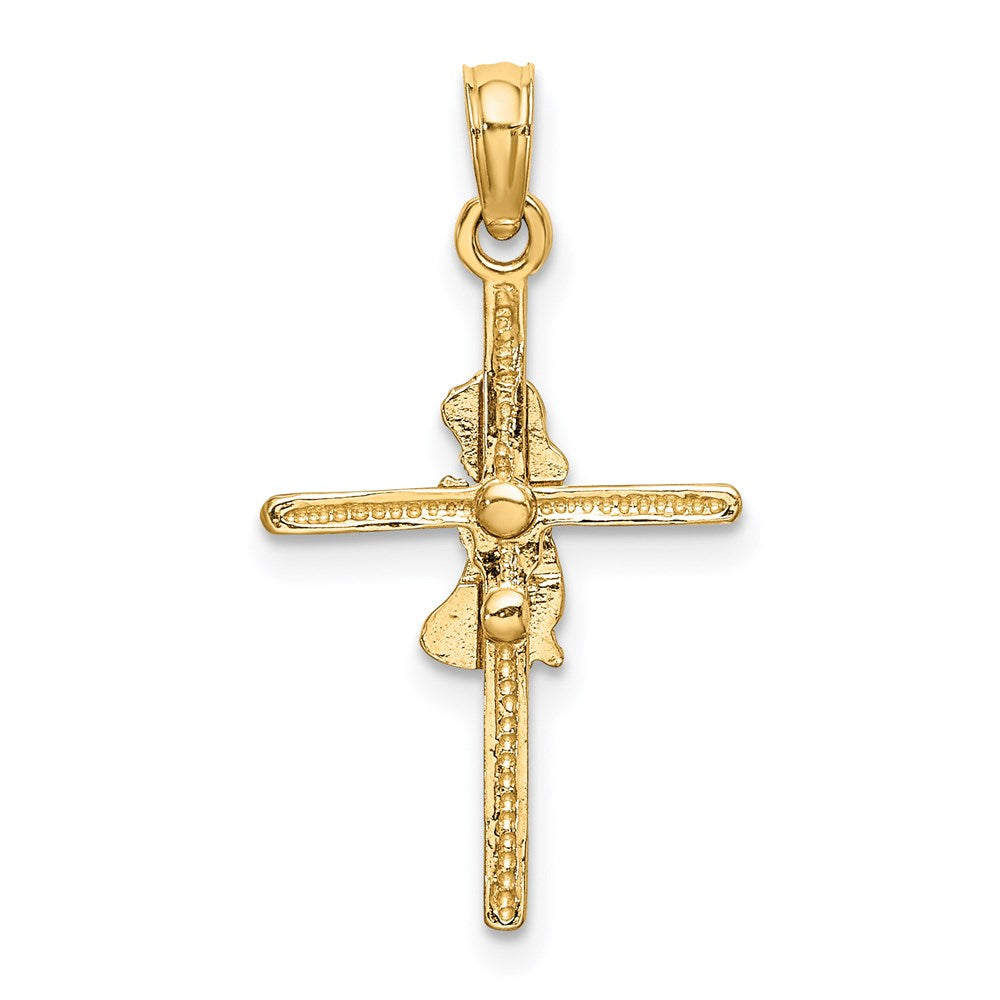 14K Gelbgold Betend Mädchen Kreuz Charm