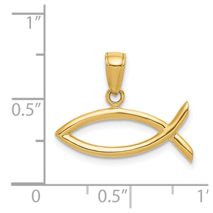 14K Gelbgold Ichthus Fisch Anhänger
