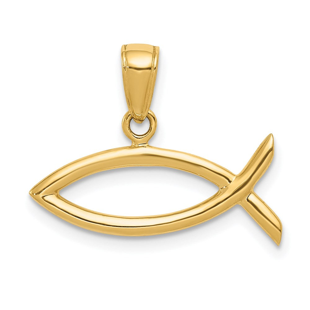 14K Gelbgold Ichthus Fisch Anhänger