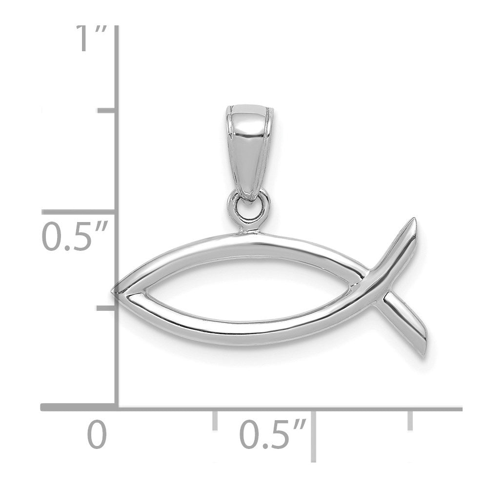 14K Weißgold Ichthus Fisch Anhänger
