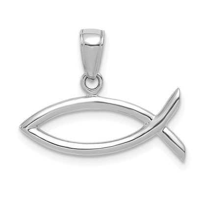 14K Weißgold Ichthus Fisch Anhänger