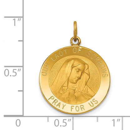 14K Gelbgold Medaille „Unsere Liebe Frau der Schmerzen” Anhänger