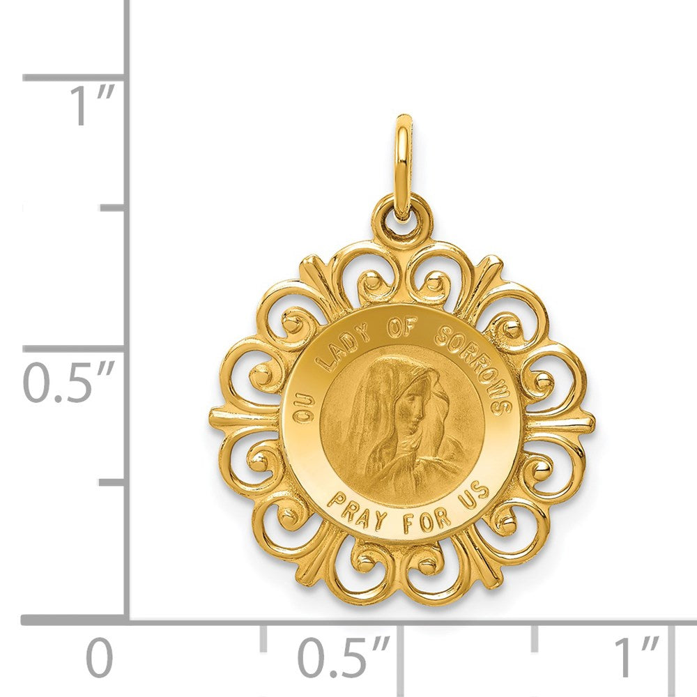 14K Gelbgold Anhänger Schmerzensmutter-Medaille