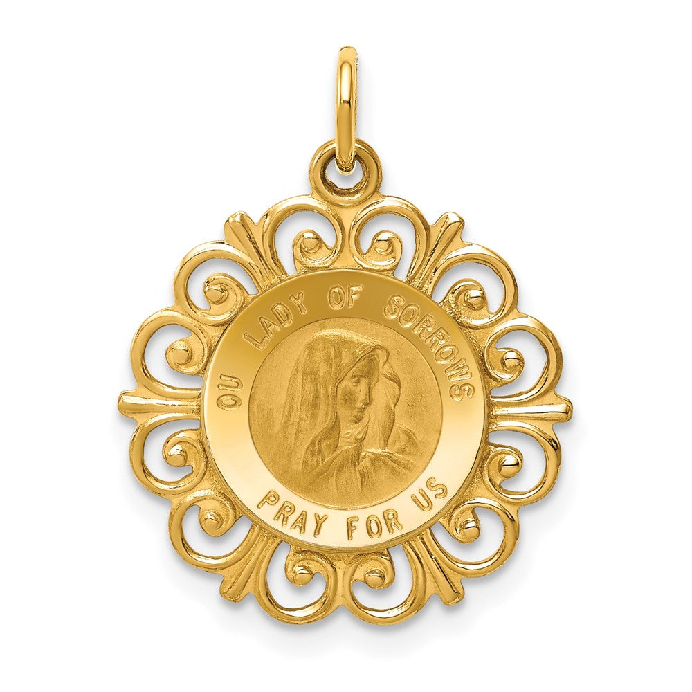 14K Gelbgold Anhänger Schmerzensmutter-Medaille