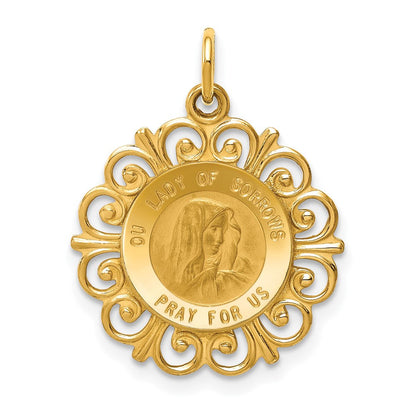 14K Gelbgold Anhänger Schmerzensmutter-Medaille