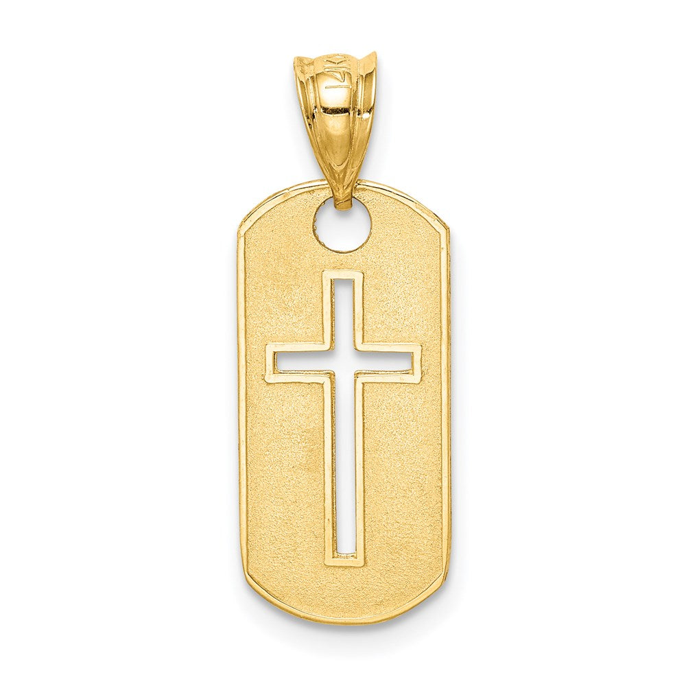 14K Gelbgold Poliert Kreuz Ausgeschnitten Anhänger