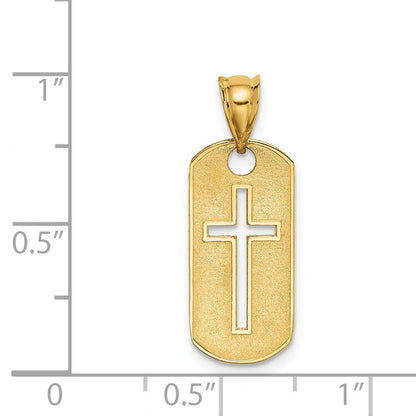 14K Gelbgold Poliert Kreuz Ausgeschnitten Anhänger