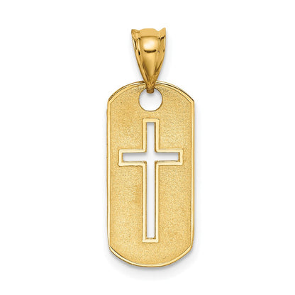 14K Gelbgold Poliert Kreuz Ausgeschnitten Anhänger