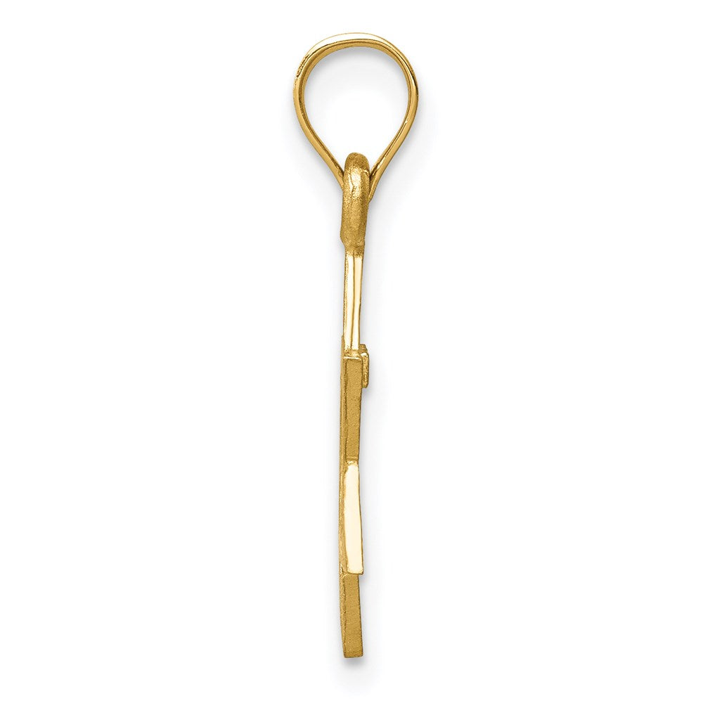 14K Gelbgold Massiv Satiniert Stern Of David Charm