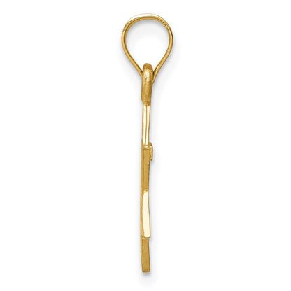 14K Gelbgold Massiv Satiniert Stern Of David Charm