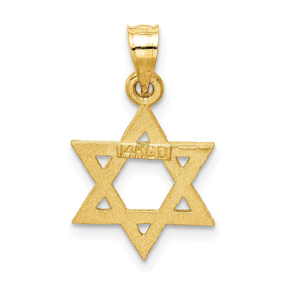 14K Gelbgold Massiv Satiniert Stern Of David Charm